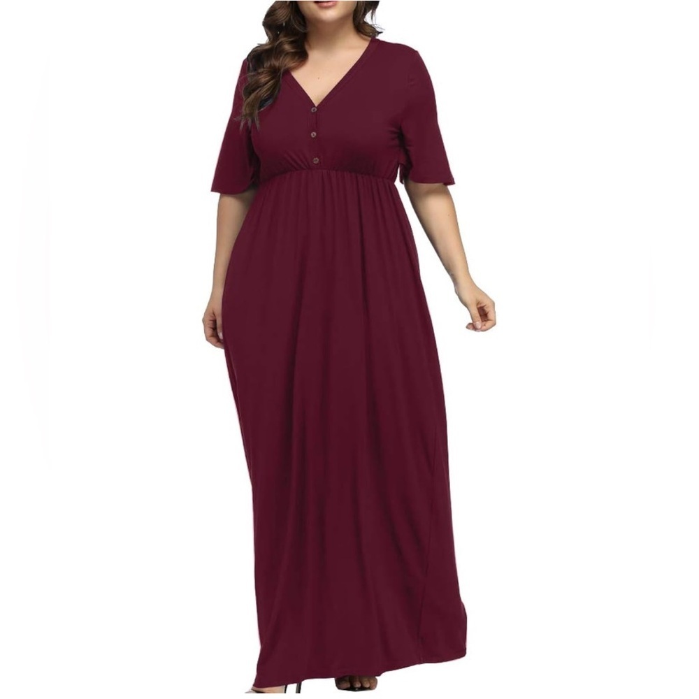 ALLGRACE Maroon Maxi Dress Size 2XL Plus size - Picture 2 of 9
